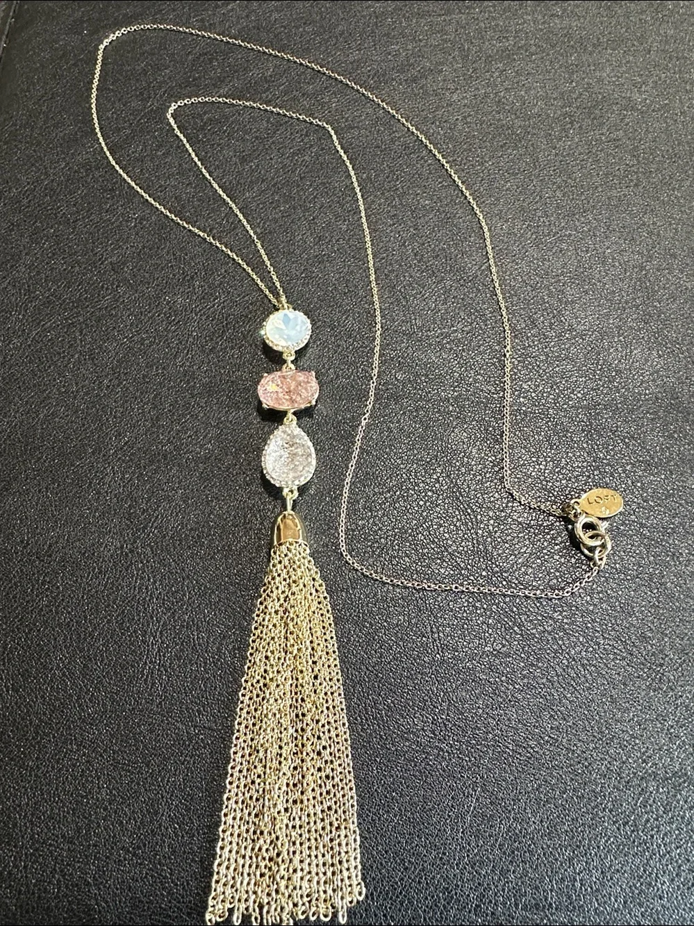 Loft Gold Tone Dainty Chain Long Tassel Necklace